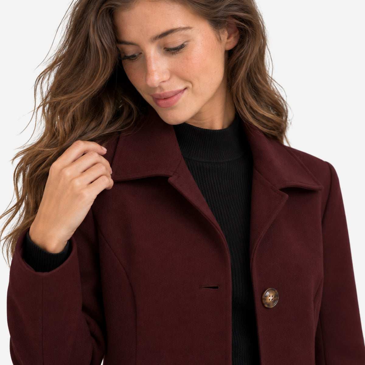 Women's Buttoned High-Collar Coat-Fowsa