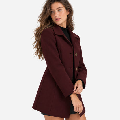 Women's Buttoned High-Collar Coat-Fowsa