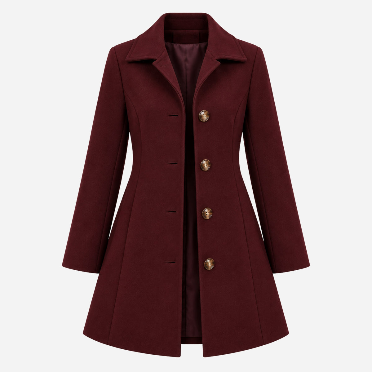 Women's Buttoned High-Collar Coat-Fowsa