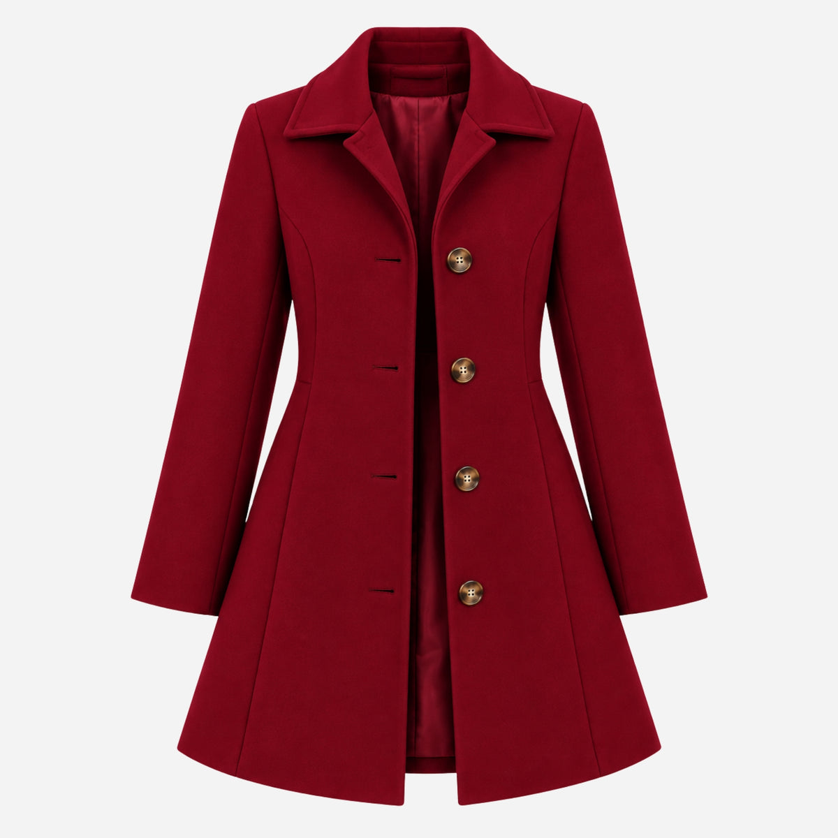 Women's Buttoned High-Collar Coat-Fowsa