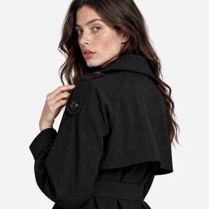 Women's Double-Breasted Midi-Length Trench Coat-Fowsa