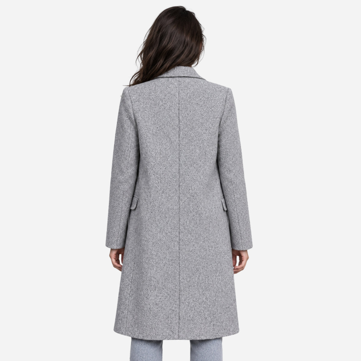 Women's Double-Breasted Tailored Long Coat-Fowsa