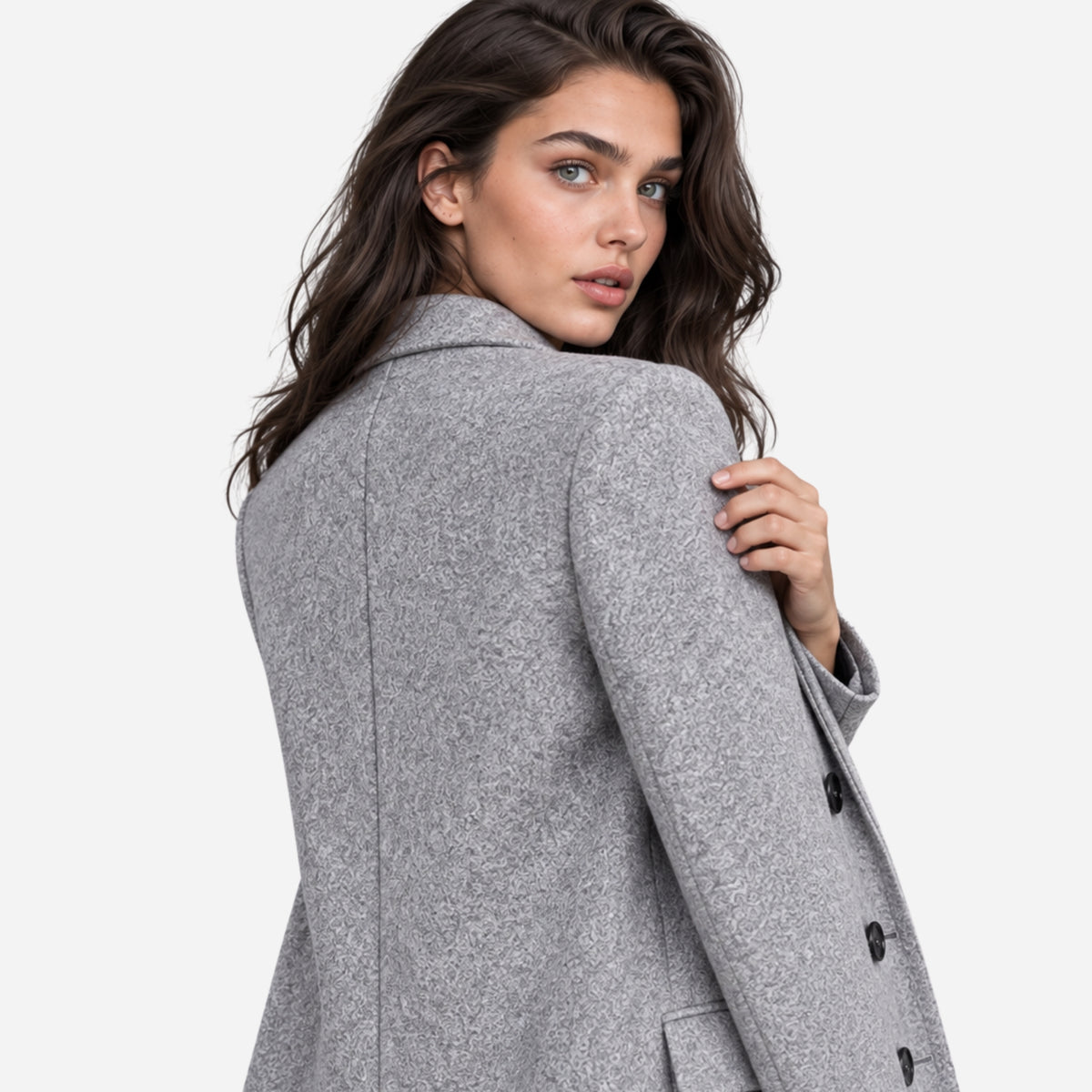 Women's Double-Breasted Tailored Long Coat-Fowsa