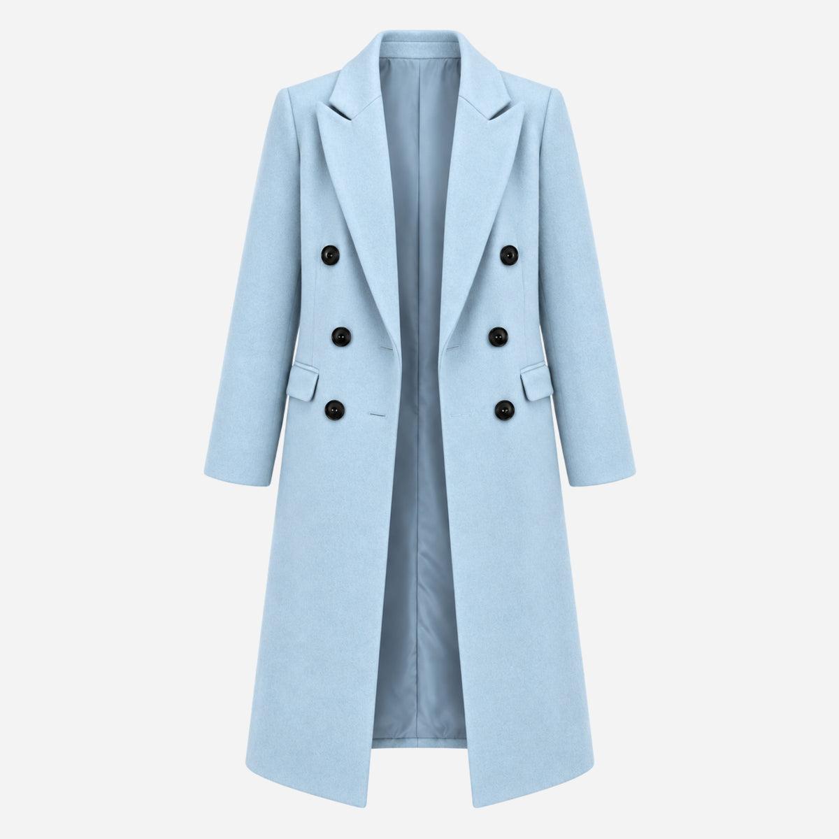 Women's Double-Breasted Tailored Long Coat-Fowsa