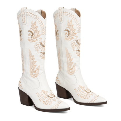 Women's Embroidered Western Cowboy Boots-Fowsa