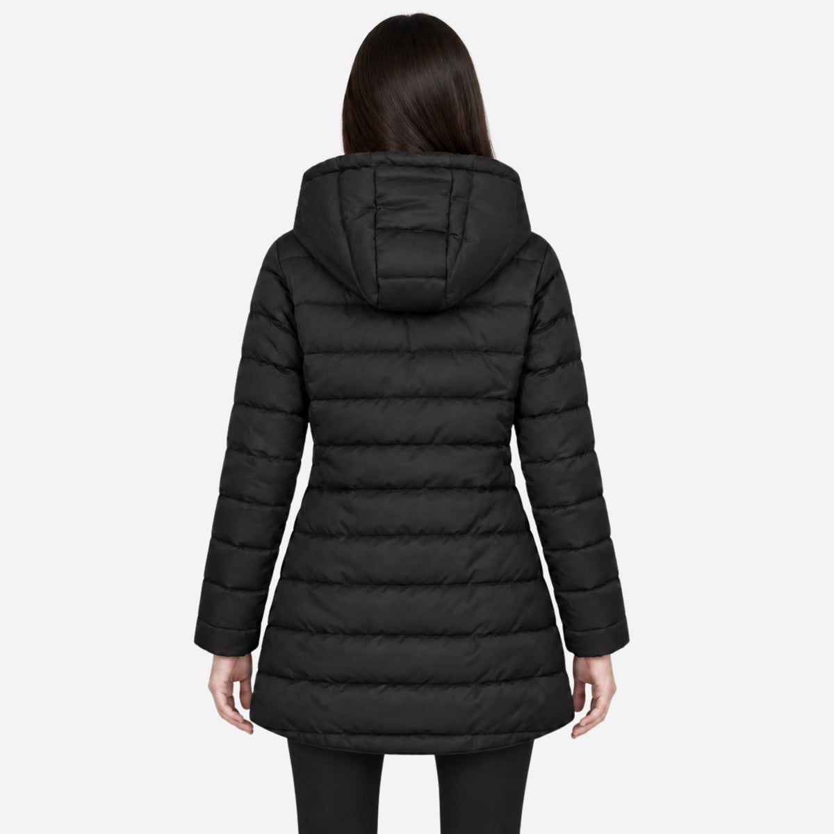 Women's Fur-Lined Hooded Long Puffer Coat-Fowsa
