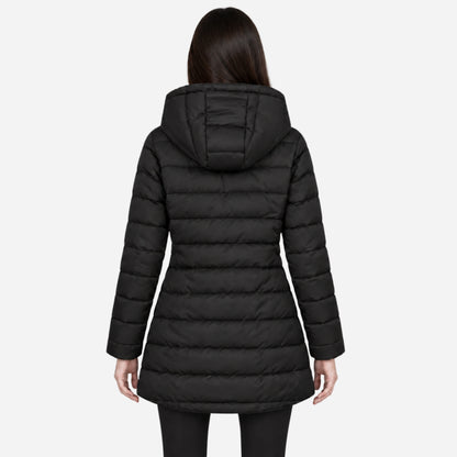Women's Fur-Lined Hooded Long Puffer Coat-Fowsa