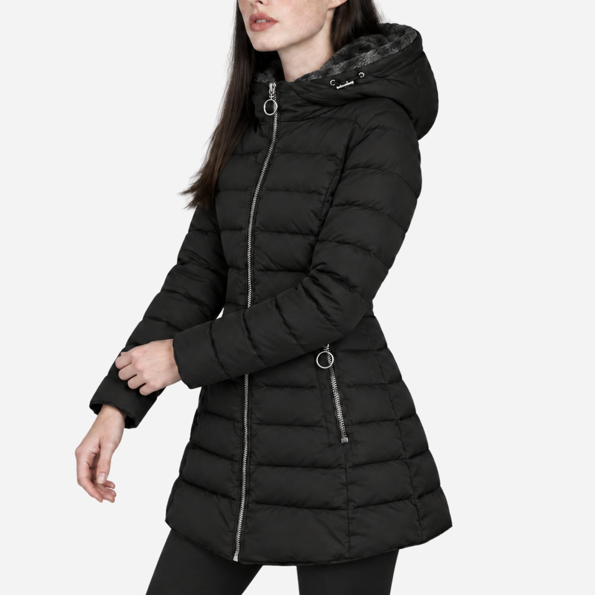 Women's Fur-Lined Hooded Long Puffer Coat-Fowsa