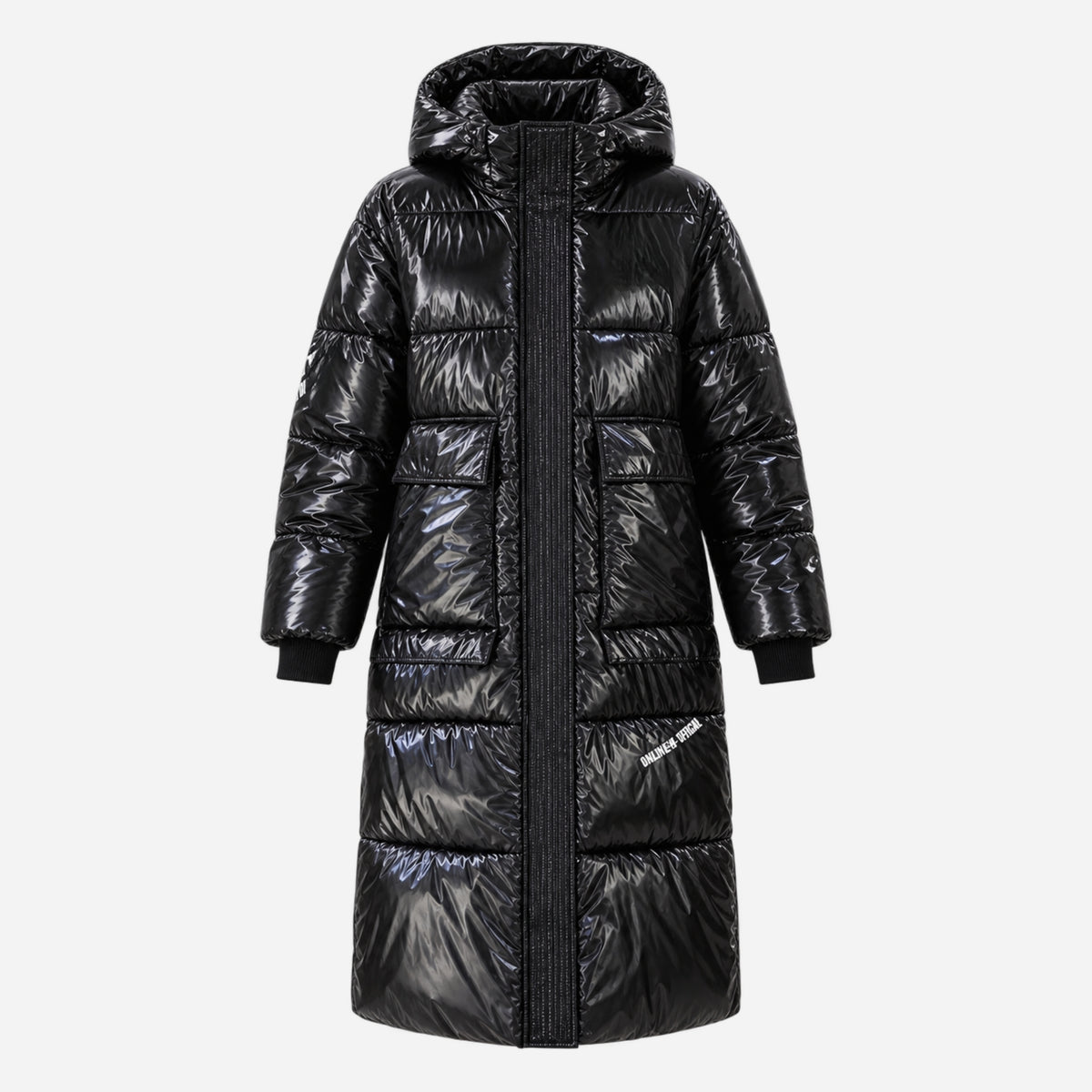 Women's Glossy Hooded Long Puffer Coat-Fowsa