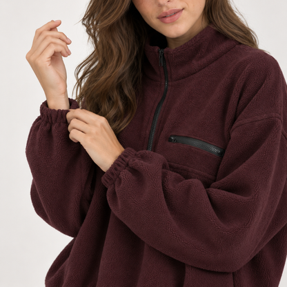 Women's Half Zip Fleece Pullover Jacket-Fowsa