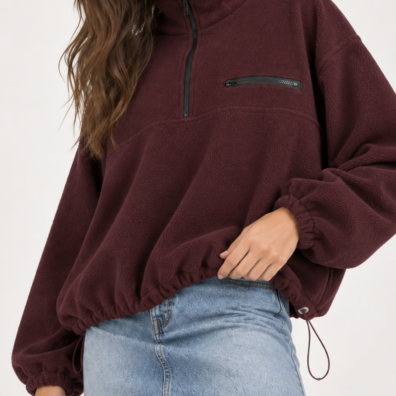 Women's Half Zip Fleece Pullover Jacket-Fowsa