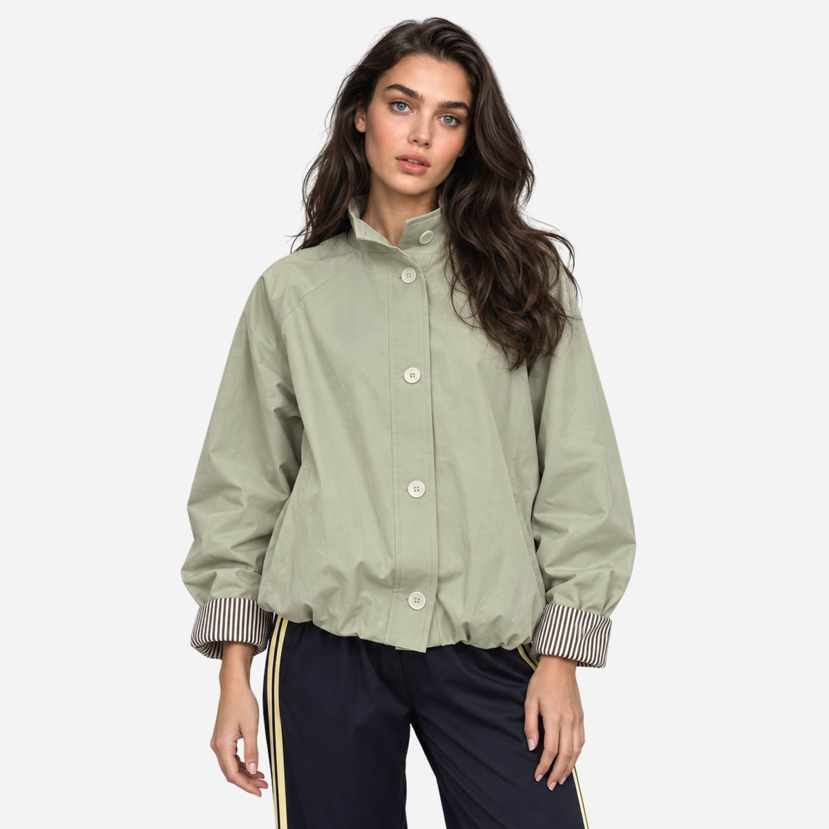 Women's High-Collar Button Jacket-Fowsa