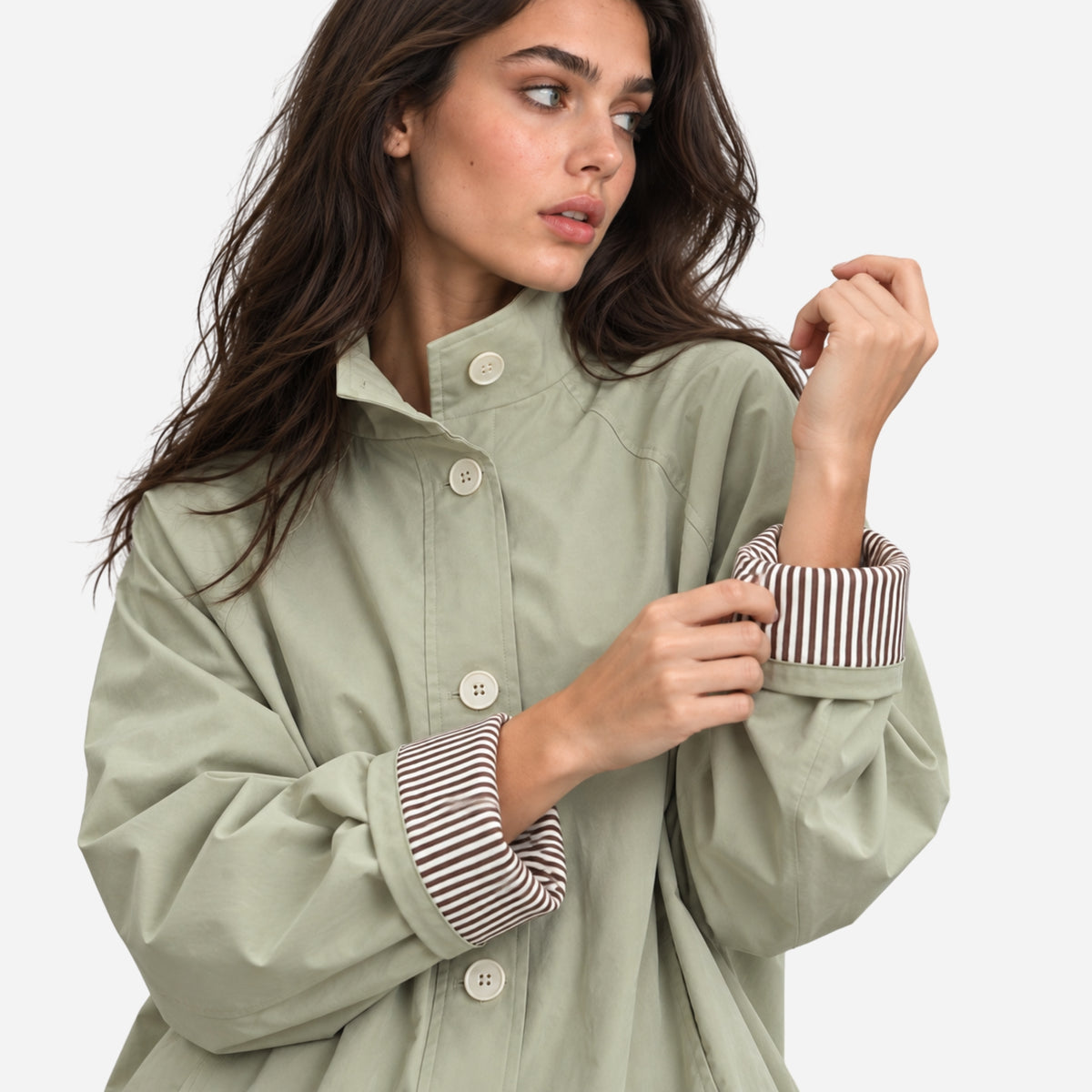 Women's High-Collar Button Jacket-Fowsa