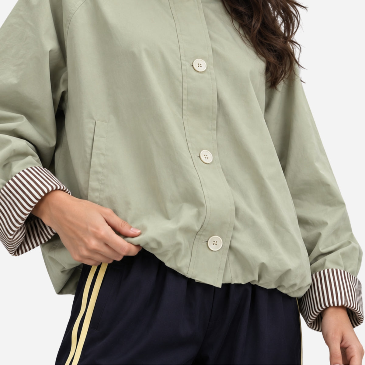 Women's High-Collar Button Jacket-Fowsa