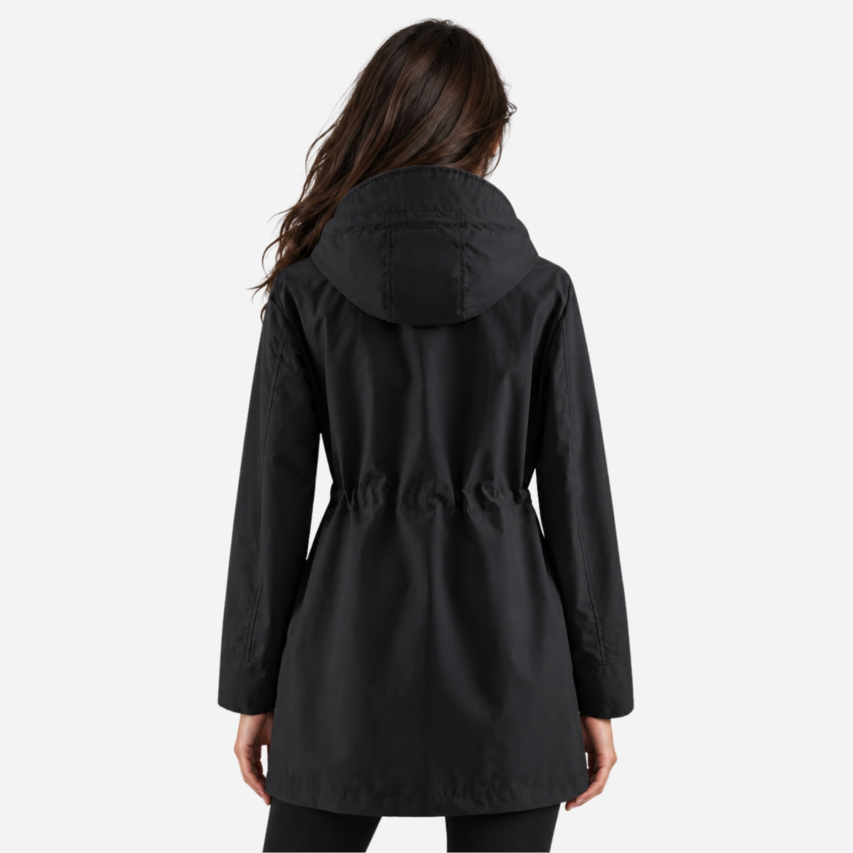 Women's Hooded Drawstring Rain Jacket-Fowsa