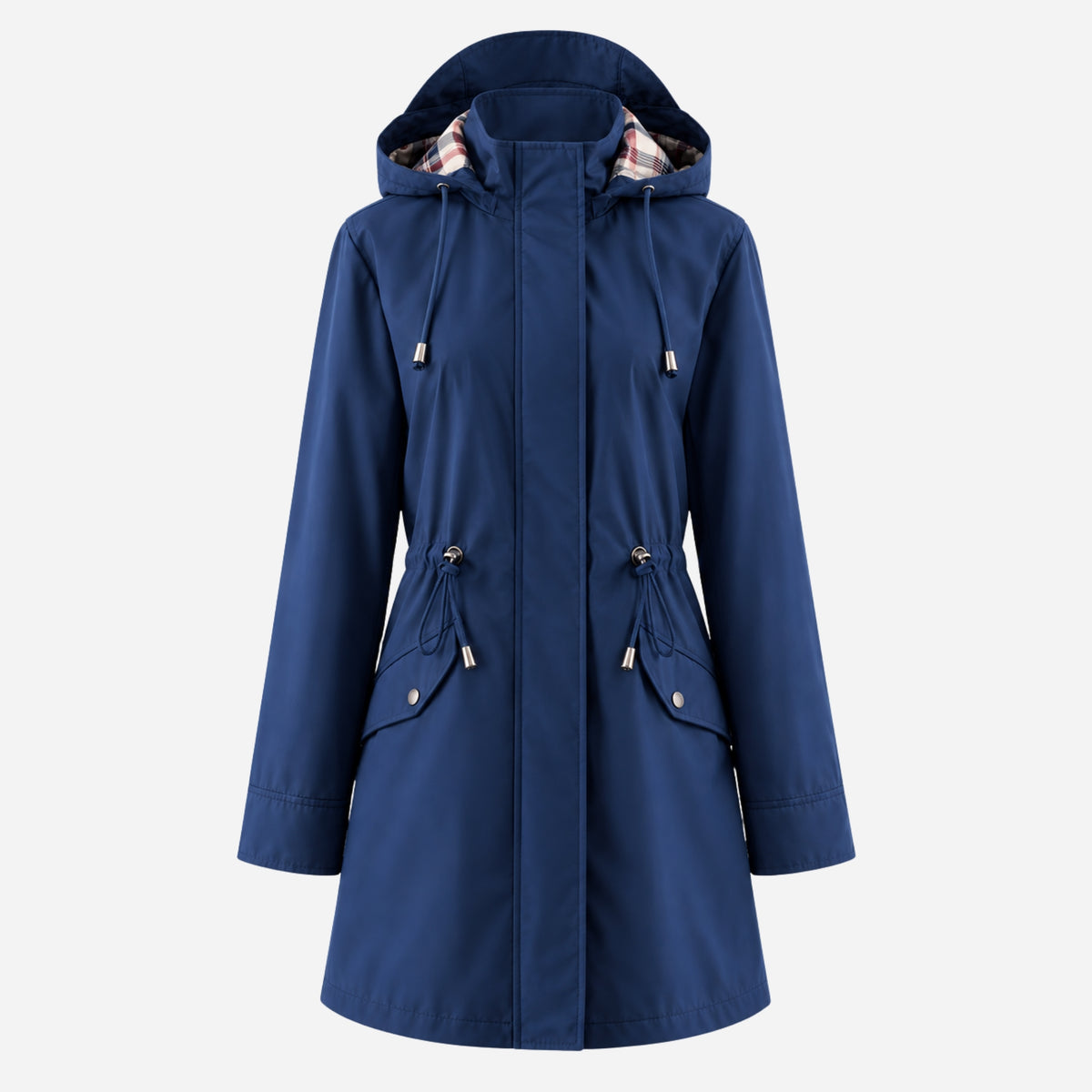 Women's Hooded Drawstring Rain Jacket-Fowsa