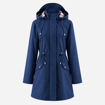 Women's Hooded Drawstring Rain Jacket-Fowsa