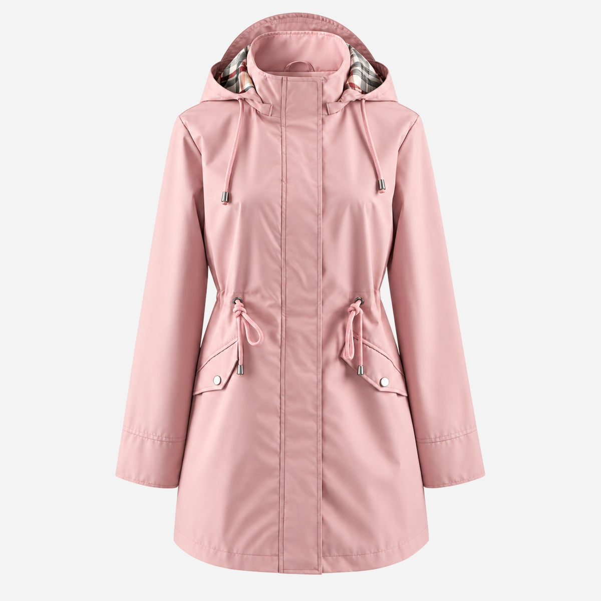 Women's Hooded Drawstring Rain Jacket-Fowsa