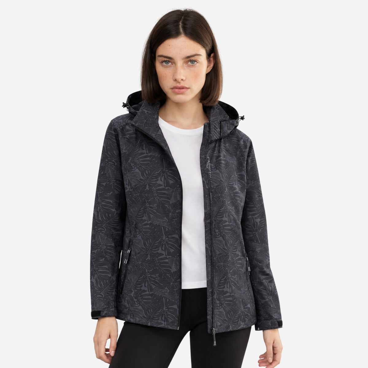 Women's Hooded Printed Waterproof Jacket-Fowsa