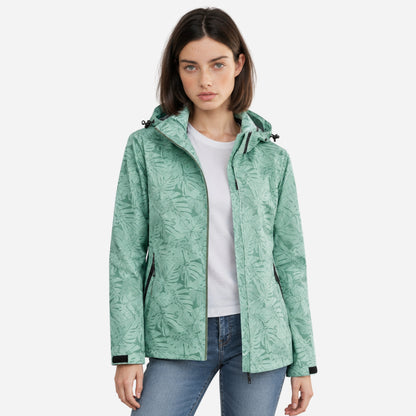 Women's Hooded Printed Waterproof Jacket-Fowsa