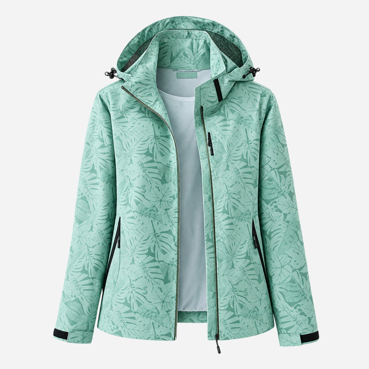 Women's Hooded Printed Waterproof Jacket-Fowsa