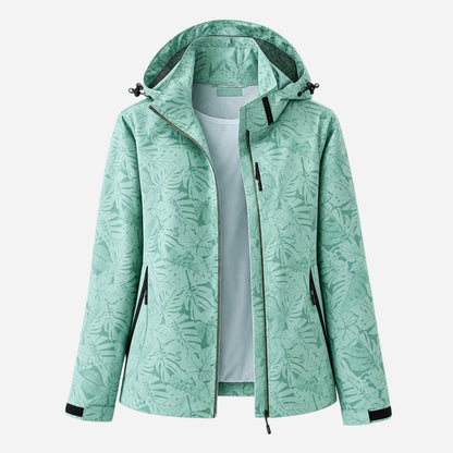 Women's Hooded Printed Waterproof Jacket-Fowsa