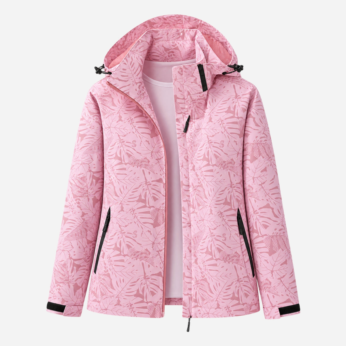 Women's Hooded Printed Waterproof Jacket-Fowsa