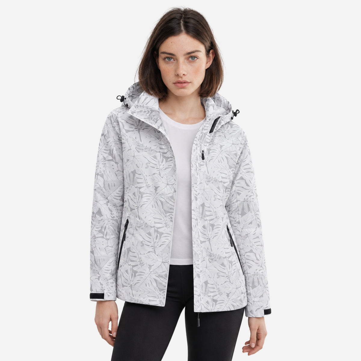 Women's Hooded Printed Waterproof Jacket-Fowsa