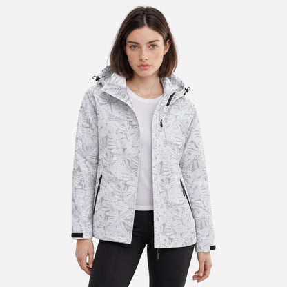 Women's Hooded Printed Waterproof Jacket-Fowsa