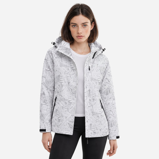 Women's Hooded Printed Waterproof Jacket-Fowsa