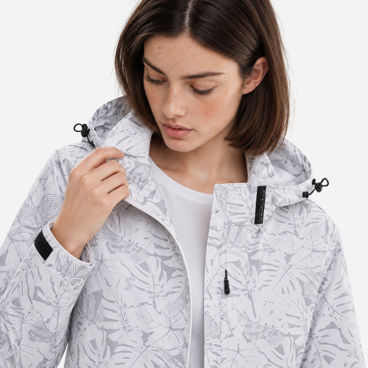 Women's Hooded Printed Waterproof Jacket-Fowsa