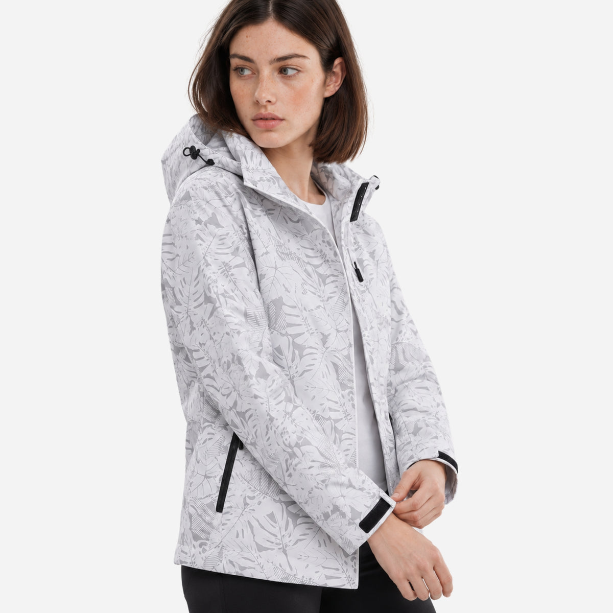 Women's Hooded Printed Waterproof Jacket-Fowsa