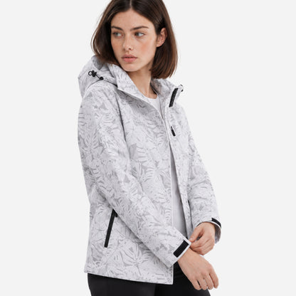 Women's Hooded Printed Waterproof Jacket-Fowsa