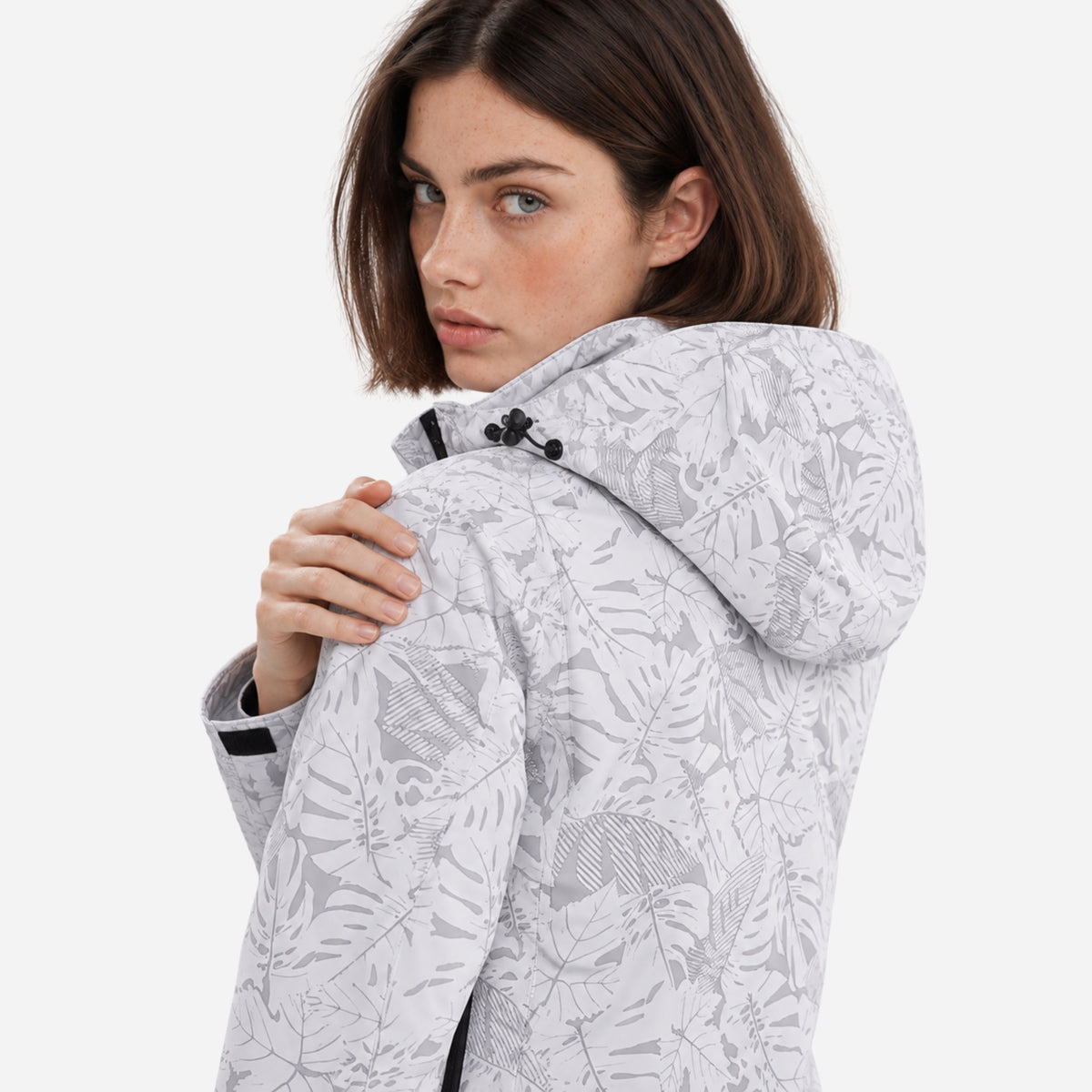 Women's Hooded Printed Waterproof Jacket-Fowsa