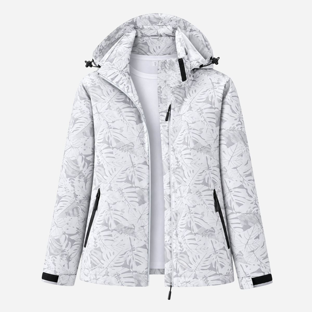 Women's Hooded Printed Waterproof Jacket-Fowsa