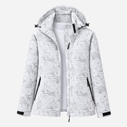 Women's Hooded Printed Waterproof Jacket-Fowsa