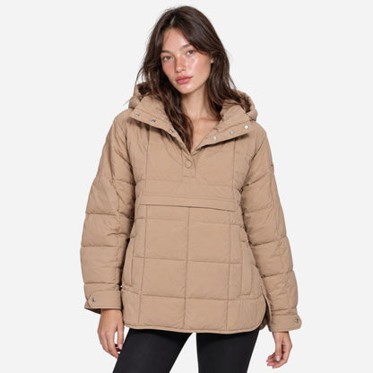 Women's Hooded Puffer Pullover Jacket-Fowsa