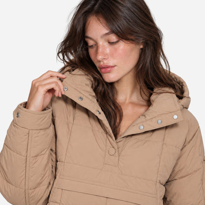 Women's Hooded Puffer Pullover Jacket-Fowsa