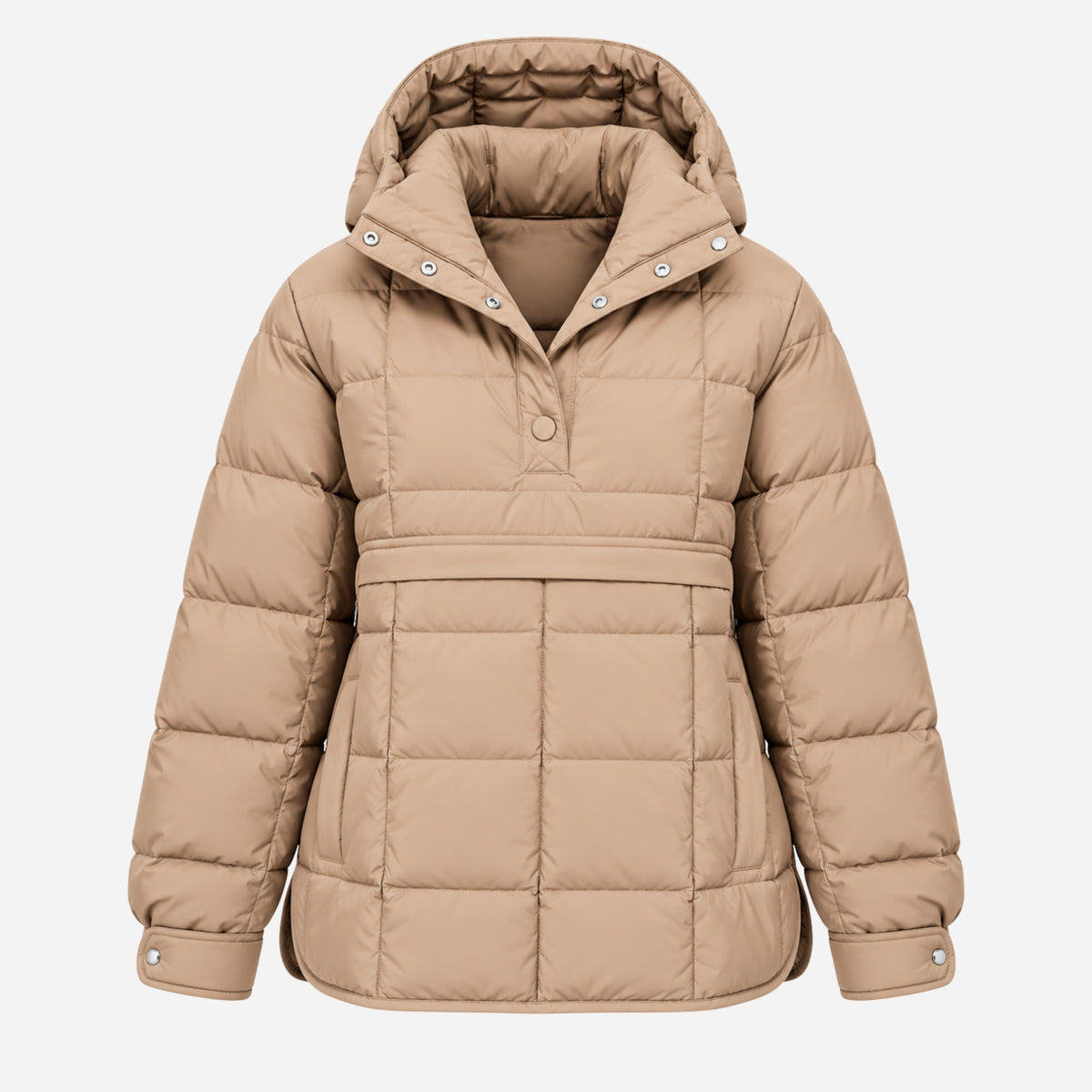 Women's Hooded Puffer Pullover Jacket-Fowsa