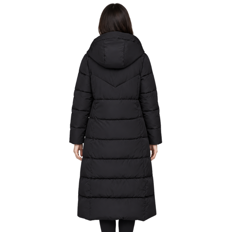 Women's Hooded Quilted Padded Long Coat-Fowsa
