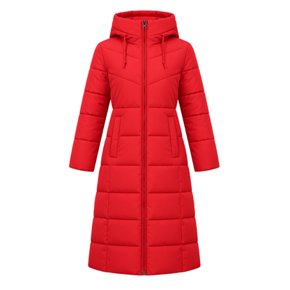 Women's Hooded Quilted Padded Long Coat-Fowsa