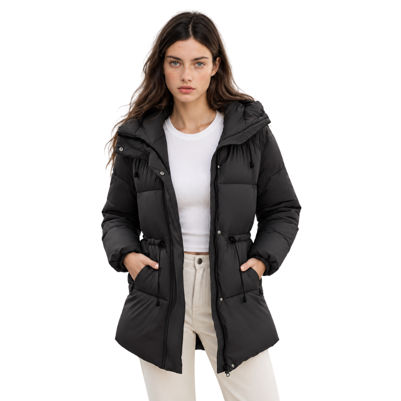 Women's Hooded Quilted Puffer Jacket-Fowsa