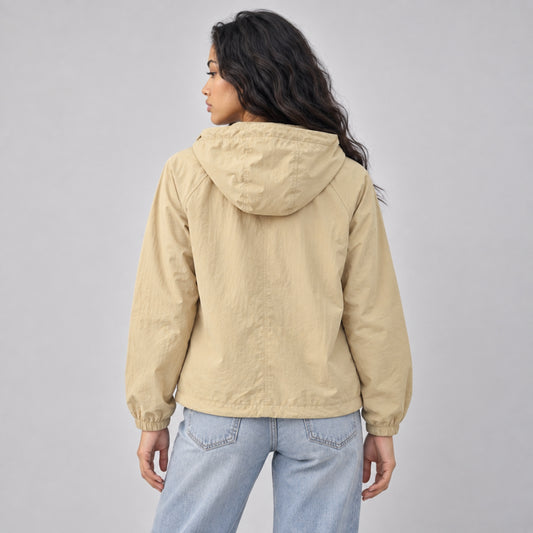 Women's Hooded Zip Front Windbreaker Jacket-Fowsa