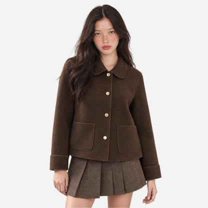 Women's Minimalist Single-Breasted Short Coat-Fowsa