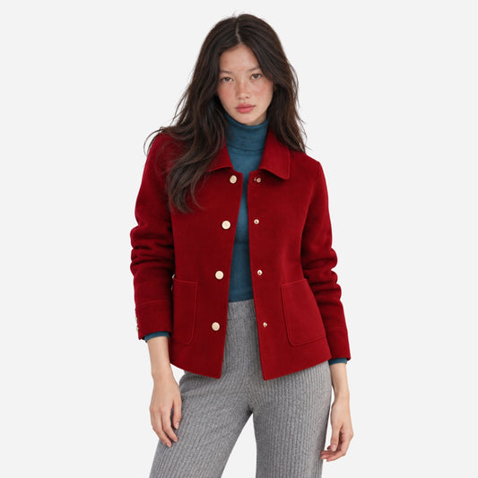 Women's Minimalist Single-Breasted Short Coat-Fowsa