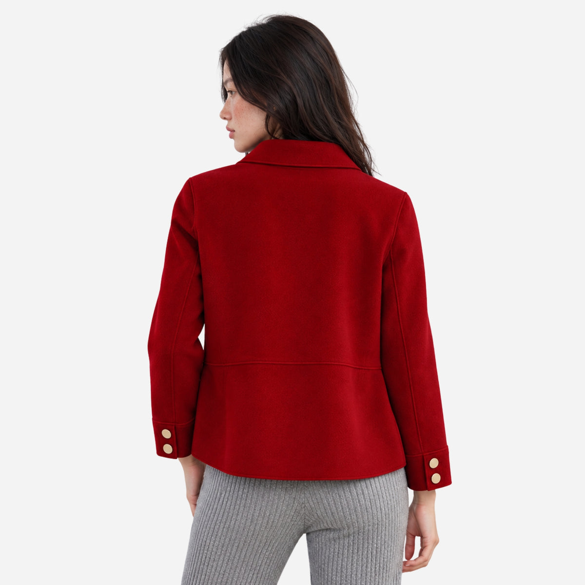 Women's Minimalist Single-Breasted Short Coat-Fowsa