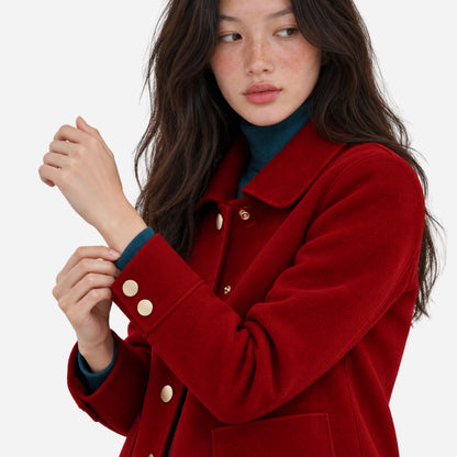 Women's Minimalist Single-Breasted Short Coat-Fowsa