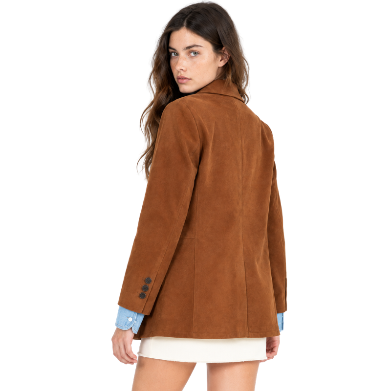 Women's Notched Lapel Button Blazer-Fowsa