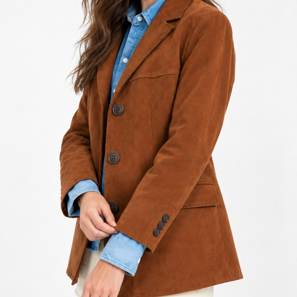 Women's Notched Lapel Button Blazer-Fowsa