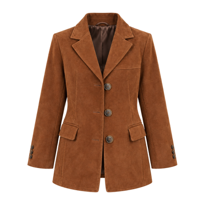 Women's Notched Lapel Button Blazer-Fowsa